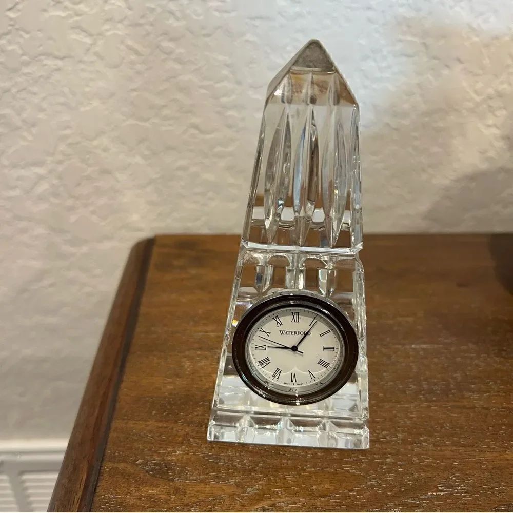Waterford Obelisk Crystal Pyramid Clock - Picture 1 of 4